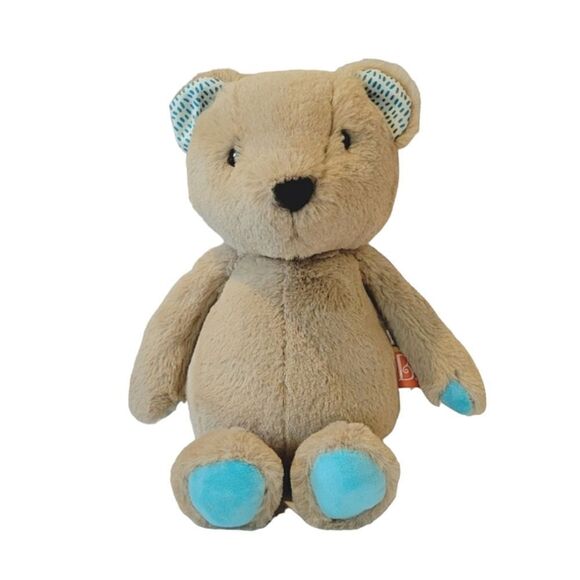 B Softies Tan With Turquoise Paws Teddy Bear Plush Stuffed Animal 11" - Picture 1 of 7